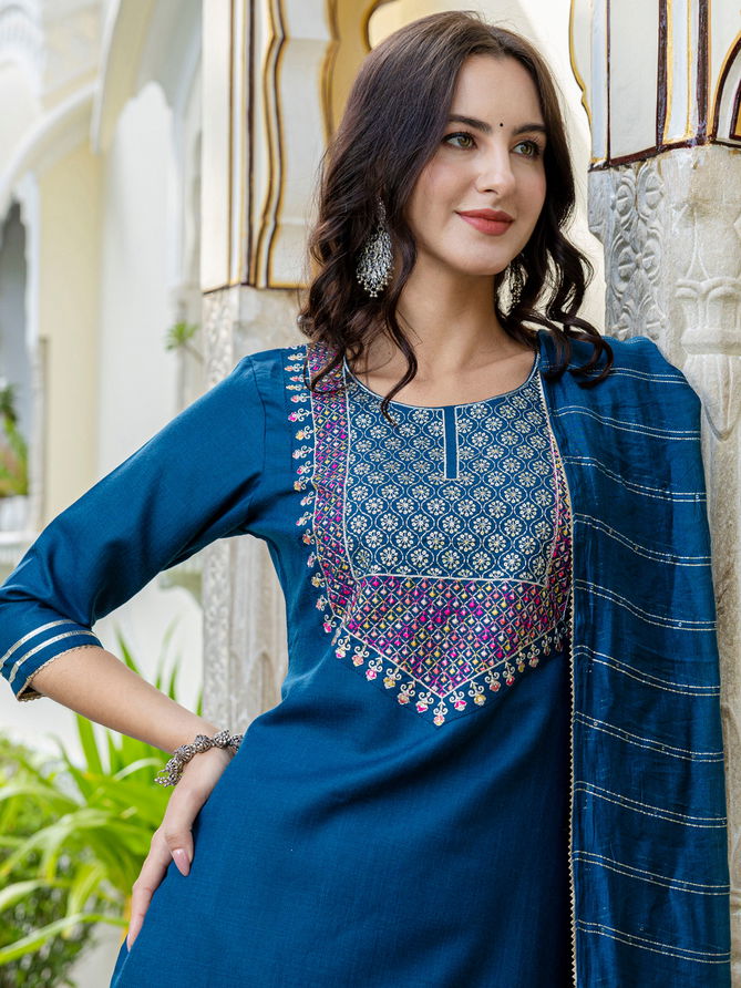 Aadhya Cotton Embroidery Kurti With Bottom Dupatta Wholesale Price In Surat